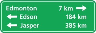Combination of direction and distance sign from the Driver’s Guide