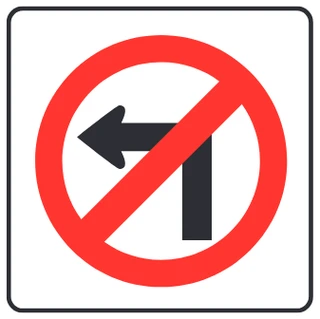 No left turn sign from the Driver’s Guide