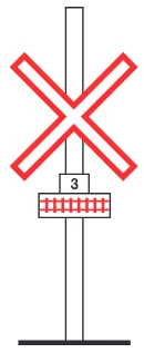 Railway crossing sign showing the number of tracks sign from the Driver’s Guide