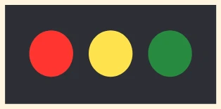 Horizontal traffic control signal (red left, yellow centre, green right)