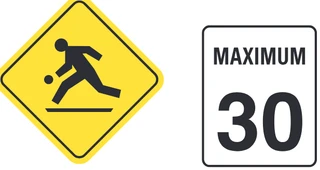 Playground zone (playground sign with maximum speed) sign from the Driver’s Guide