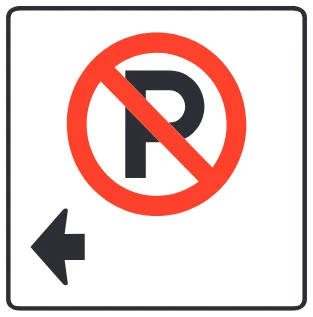 Parking not permitted (arrow shows where)