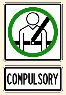 Seat belt use is required by law sign from the Driver’s Guide