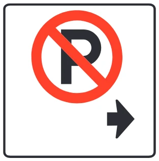 Parking not permitted (arrow shows where)