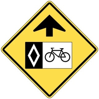 Reserved bicycle lane ahead