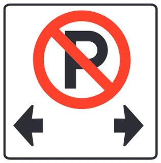 Parking not permitted (arrows show where)