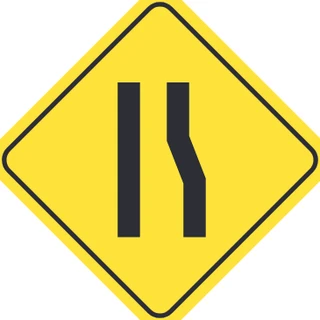 Right lane narrows to left
