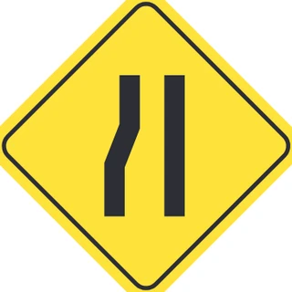 Left lane narrows to right