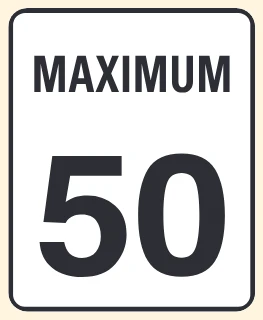 Maximum speed 50 km/h sign from the Driver’s Guide