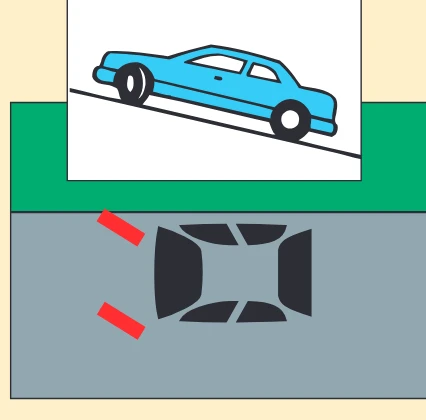 Parked facing uphill without a curb