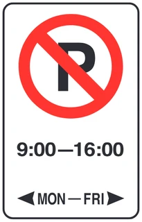 No parking on the days and times shown