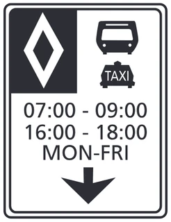 Reserved lane (buses and taxis) with hours and days