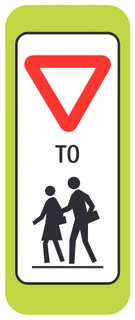 School crosswalk sign (yield to children)