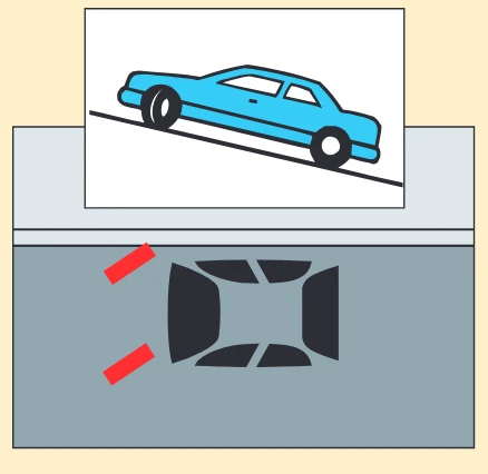 Parked facing uphill with a curb